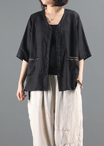 Diy Black Coat V Neck Pockets Silhouette Coat