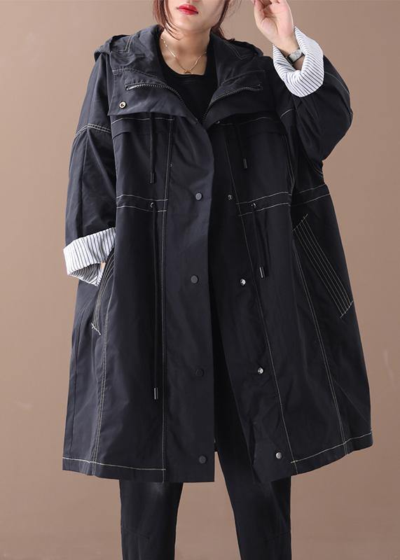 Diy Black Fine Clothes Wardrobes Hooded Drawstring Pockets Outwears