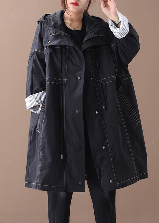 Diy Black Fine Clothes Wardrobes Hooded Drawstring Pockets Outwears