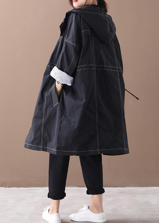 Diy Black Fine Clothes Wardrobes Hooded Drawstring Pockets Outwears