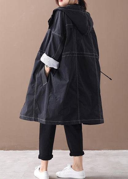 Diy Black Fine Clothes Wardrobes Hooded Drawstring Pockets Outwears