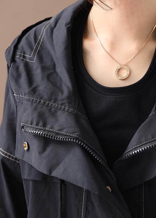 Diy Black Fine Clothes Wardrobes Hooded Drawstring Pockets Outwears