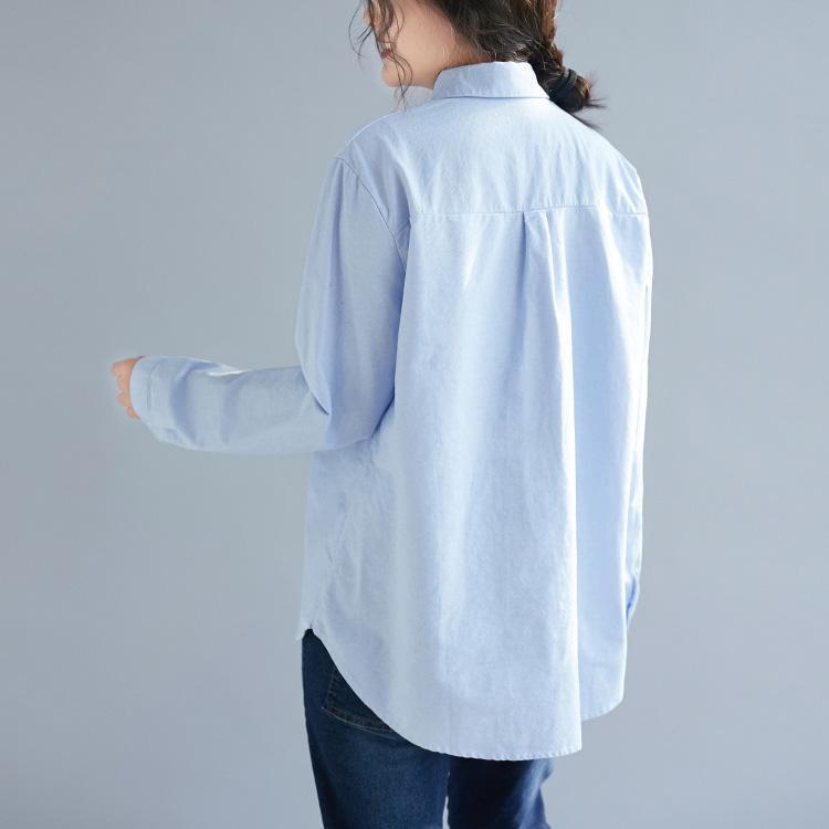 Diy Blue Cotton Linen Tops Blouses Sewing Prints Box Spring Blouses