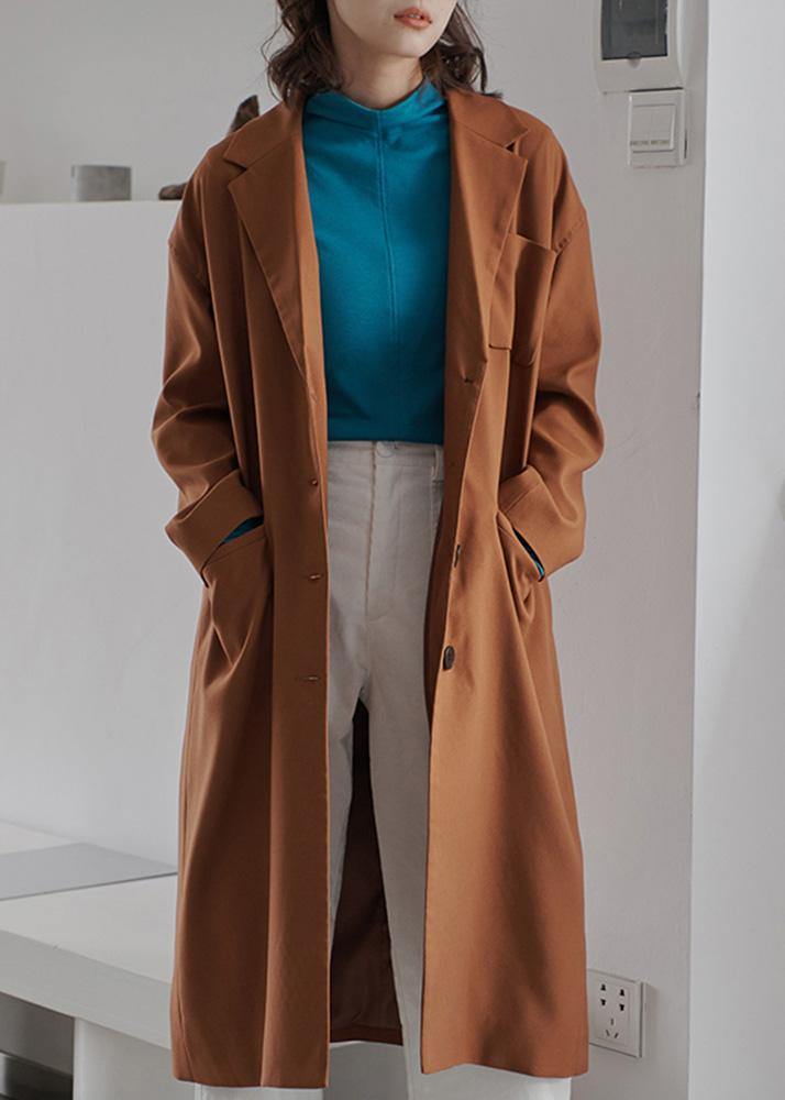 Diy Brown Tunics for Gifts Lapel Collar Fall Coat