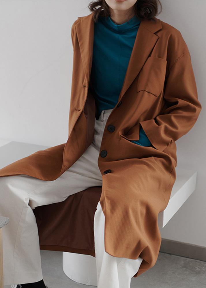 Diy Brown Tunics for Gifts Lapel Collar Fall Coat