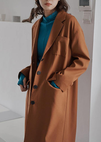 Diy Brown Tunics for Gifts Lapel Collar Fall Coat