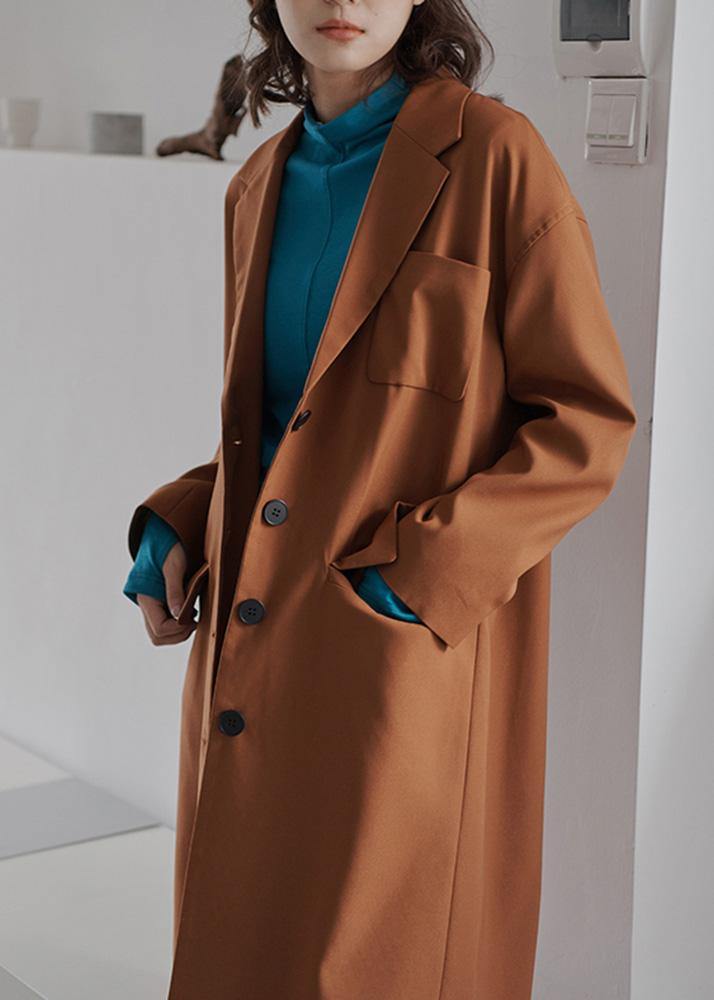 Diy Brown Tunics for Gifts Lapel Collar Fall Coat