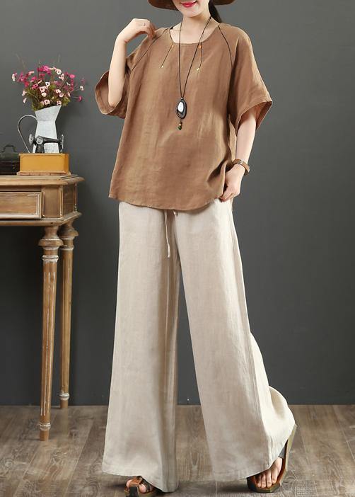 Diy Chocolate Cotton Linen Tunic Pattern Fabrics O Neck Summer Blouses