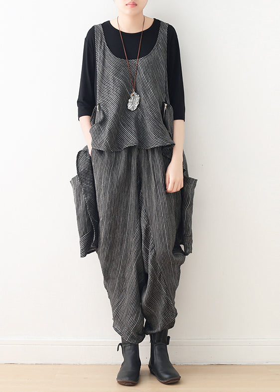 Diy Gray Linen Fitted Work Outfits Asymmetric Two Pieces Harem Pants a Line Spring Tops