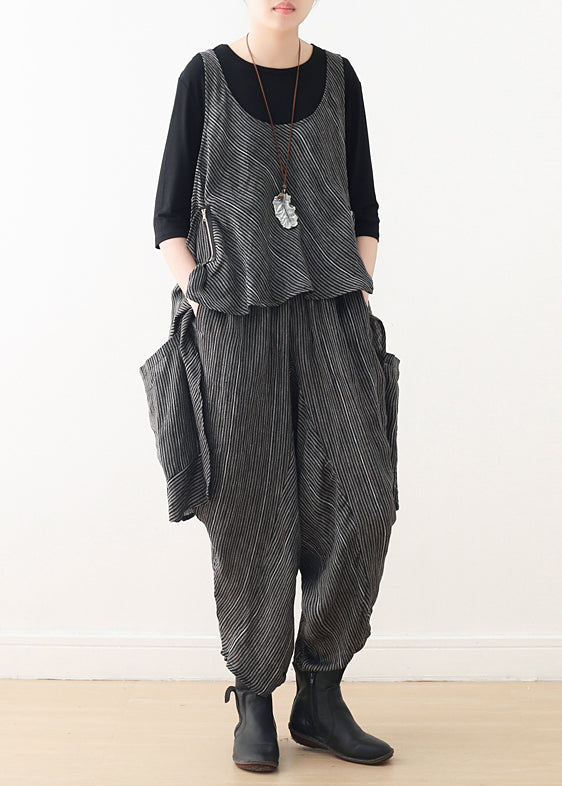 Diy Gray Linen Fitted Work Outfits Asymmetric Two Pieces Harem Pants a Line Spring Tops