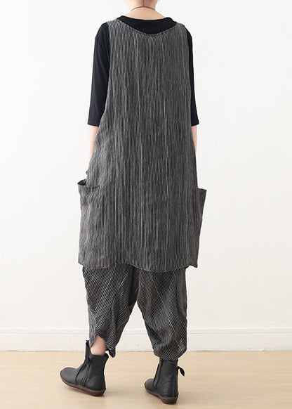 Diy Gray Linen Fitted Work Outfits Asymmetric Two Pieces Harem Pants a Line Spring Tops