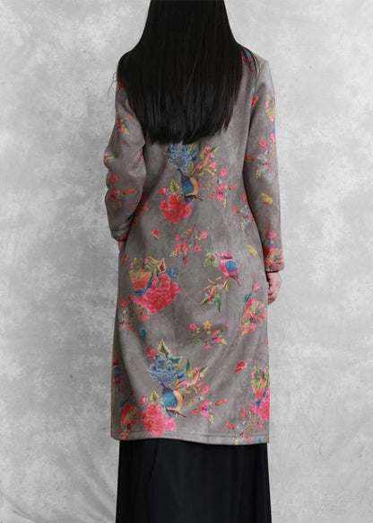 Diy Gray Fine Clothes for Tutorials O Neck Prints Coats