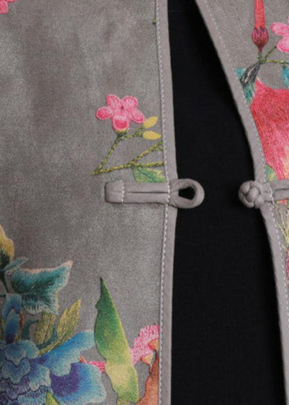 Diy Gray Fine Clothes for Tutorials O Neck Prints Coats