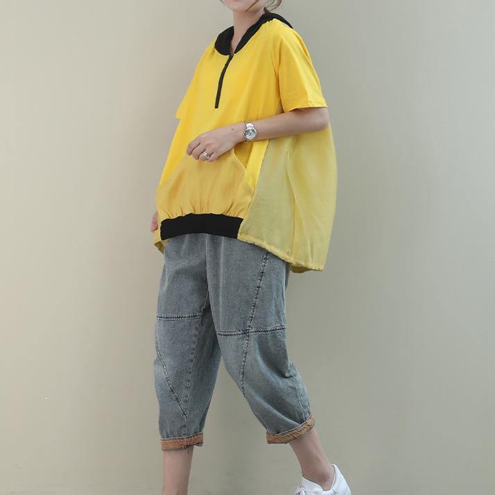 Diy Hooded Patchwork Cotton Summerclothes Work Outfits White Tops