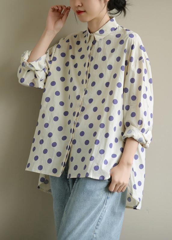 Diy Lapel Low High Design Clothes Inspiration Purple Dotted Blouses