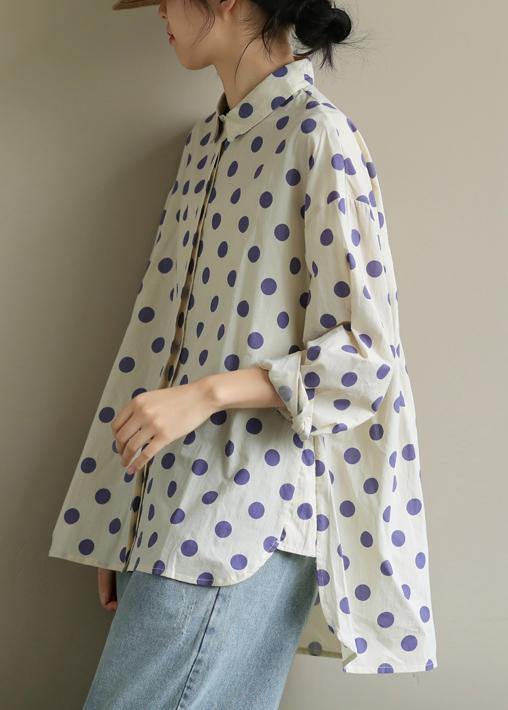 Diy Lapel Low High Design Clothes Inspiration Purple Dotted Blouses