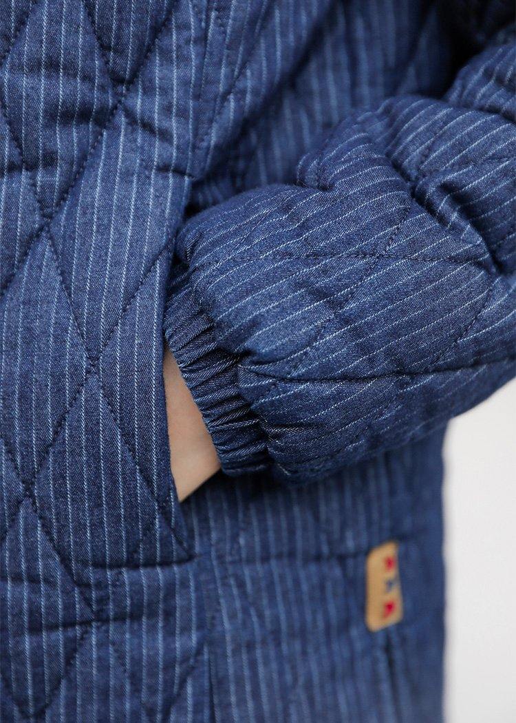 Diy O Neck Button Cotton Long Shirts Fabrics Dark Blue Blouse