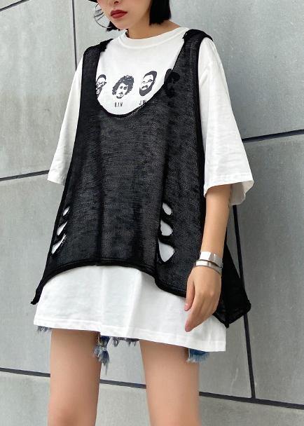 Diy O Neck Hole Summer Clothes for Wardrobes Black Tops