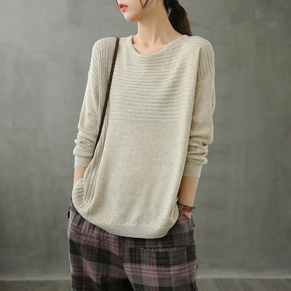 Diy O Neck Linen Fall Tops Cotton Beige Top