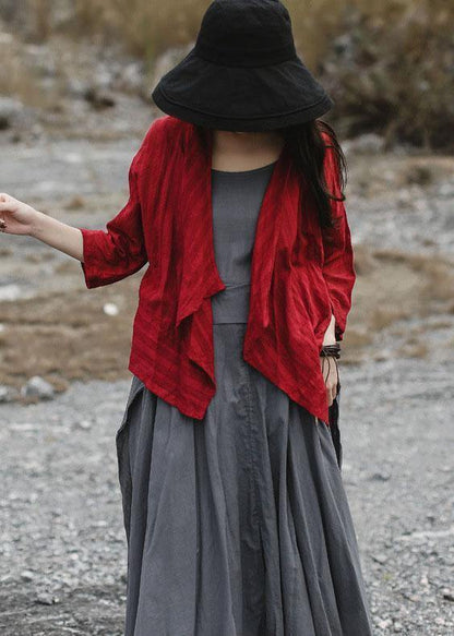 Diy Red Cotton Tunics for Bracelet Sleeved Clothing Summer Shirt