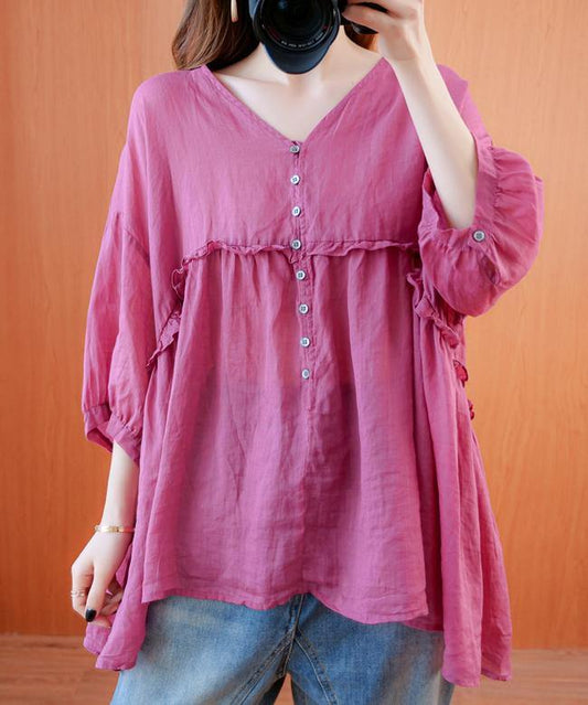 Diy V Neck Lantern Sleeve Clothes for Sleeve Rose Top