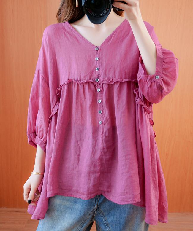 Diy V Neck Lantern Sleeve Clothes for Sleeve Rose Top