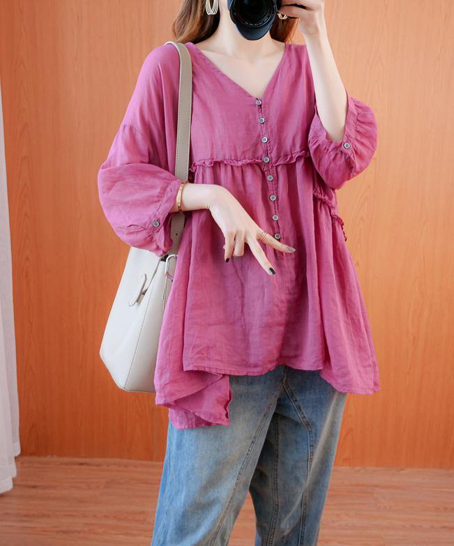 Diy V Neck Lantern Sleeve Clothes for Sleeve Rose Top