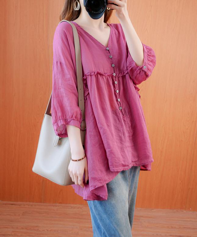Diy V Neck Lantern Sleeve Clothes for Sleeve Rose Top