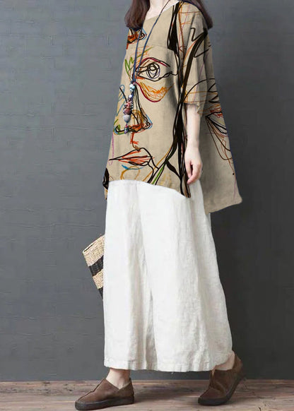 Handmade Blue Linen Cotton Low High Design Shirt Top