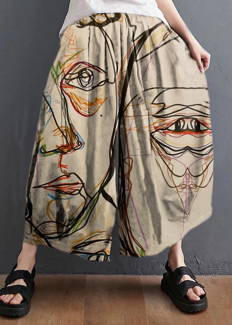 Modern Black High Waist Asymmetrical Design Summer Cotton Linen Pants