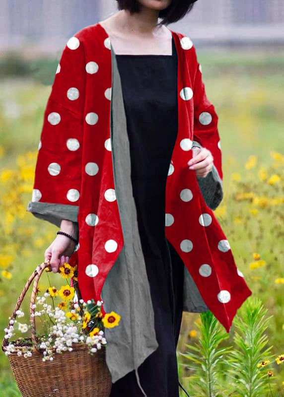 Green Flowers Natural Linen Top Silhouette Pure Color Lacing Long Sleeve Coat