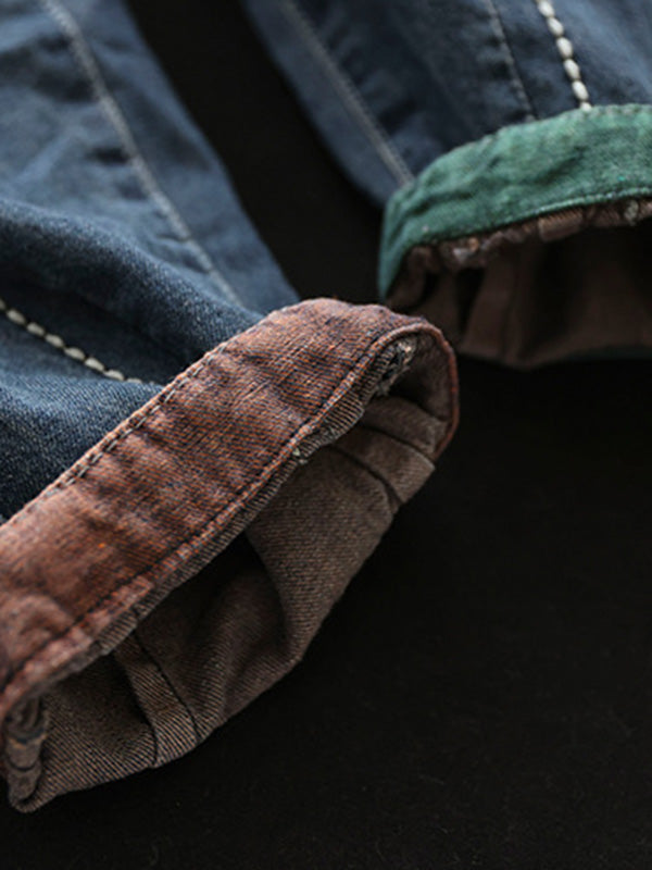 Loose Embroidered Elasticity Harem Denim Pants