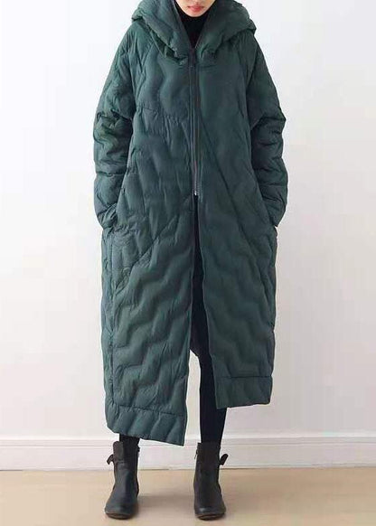 Loose Fitting Down Jacket Hooded Overcoat Asymmetric Down Coat Winter