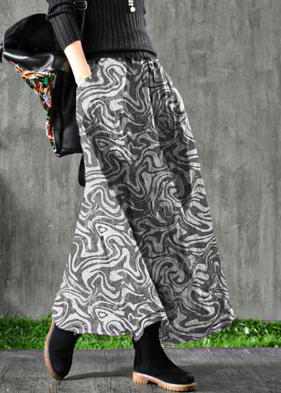 Velour Black Flower Skirt Maxi Length
