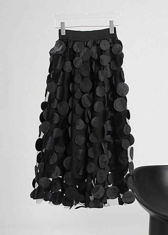 Black Dot Patchwork Tulle Skirts Spring