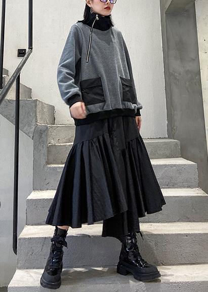 Asymmetric Skirts Elastic Waist Ruffles Skirts
