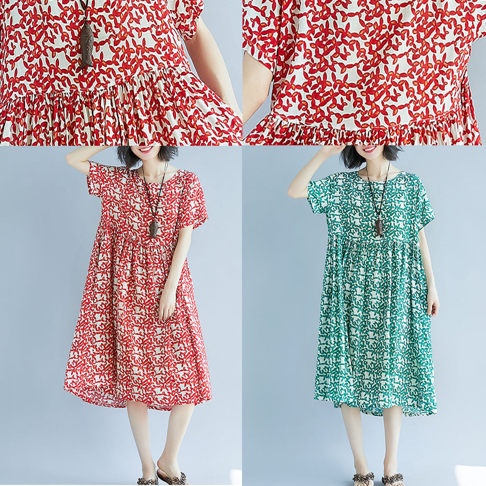 Green Midi Chiffon Dresses Holiday Dresses Fine Short Sleeve O Neck Dresses