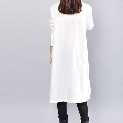 White Linen Shift Dress Holiday Dresses Fine Cinched Color Linen Cotton Dress