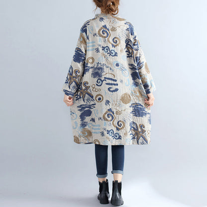 Pure Cotton Dress Dress Stand Collar Long Sleeve Cotton Dress