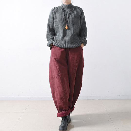 Gray Cozy Oversized Knit Sweaters Tops Warm Woman Winter Sweaters Classic