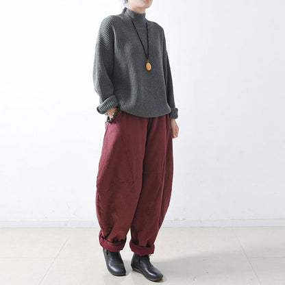 Gray Cozy Oversized Knit Sweaters Tops Warm Woman Winter Sweaters Classic