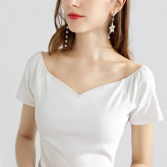 Natural White Patchwork Cotton T Shirt Summer