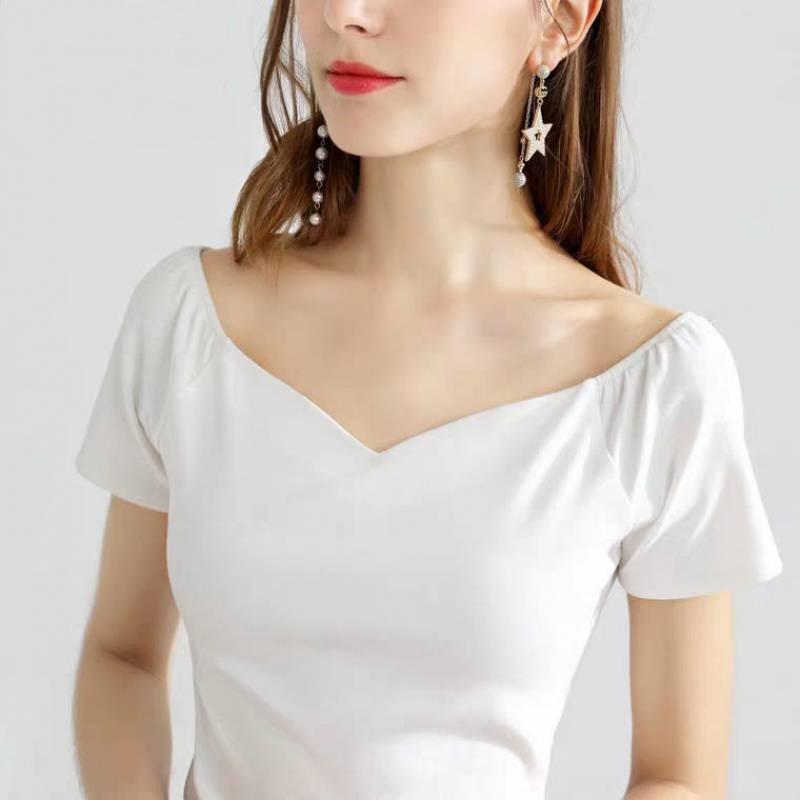 Natural White Patchwork Cotton T Shirt Summer