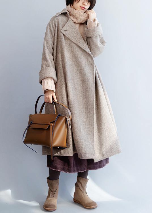 Khaki Woolen Coat Loose Fitting Flare Sleeve Jackets & Coats Winter Jackets