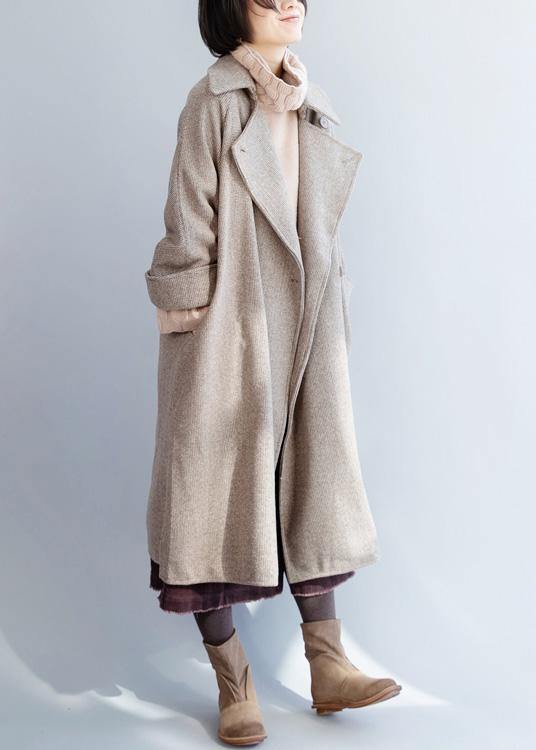 Khaki Woolen Coat Loose Fitting Flare Sleeve Jackets & Coats Winter Jackets