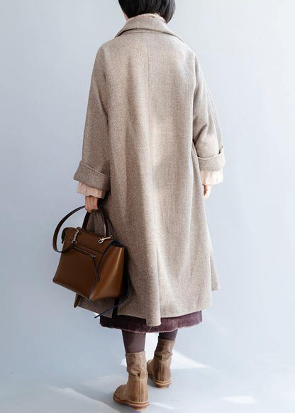 Khaki Woolen Coat Loose Fitting Flare Sleeve Jackets & Coats Winter Jackets