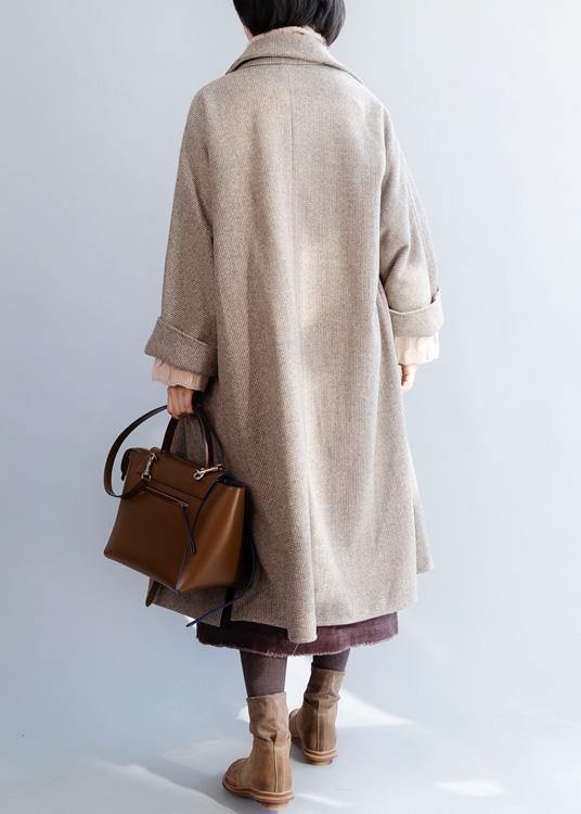 Khaki Woolen Coat Loose Fitting Flare Sleeve Jackets & Coats Winter Jackets