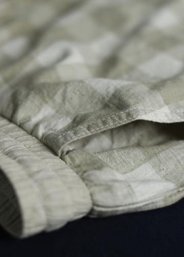 Khaki Plaid Cotton Pants Drawstring Pants