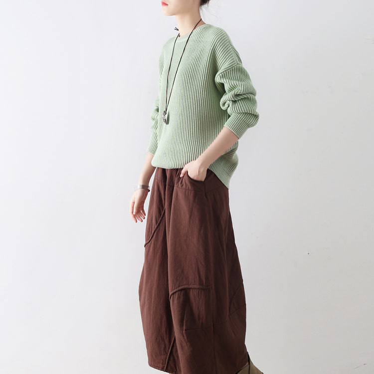 Light Green Winter Sweaters Warm Knit Tops Pullover Sweater Blouses