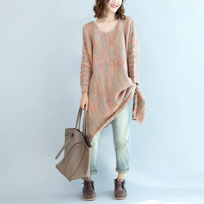 Light Pink Multi Sweater Dresses Woolen Warm Knitted Dresses
